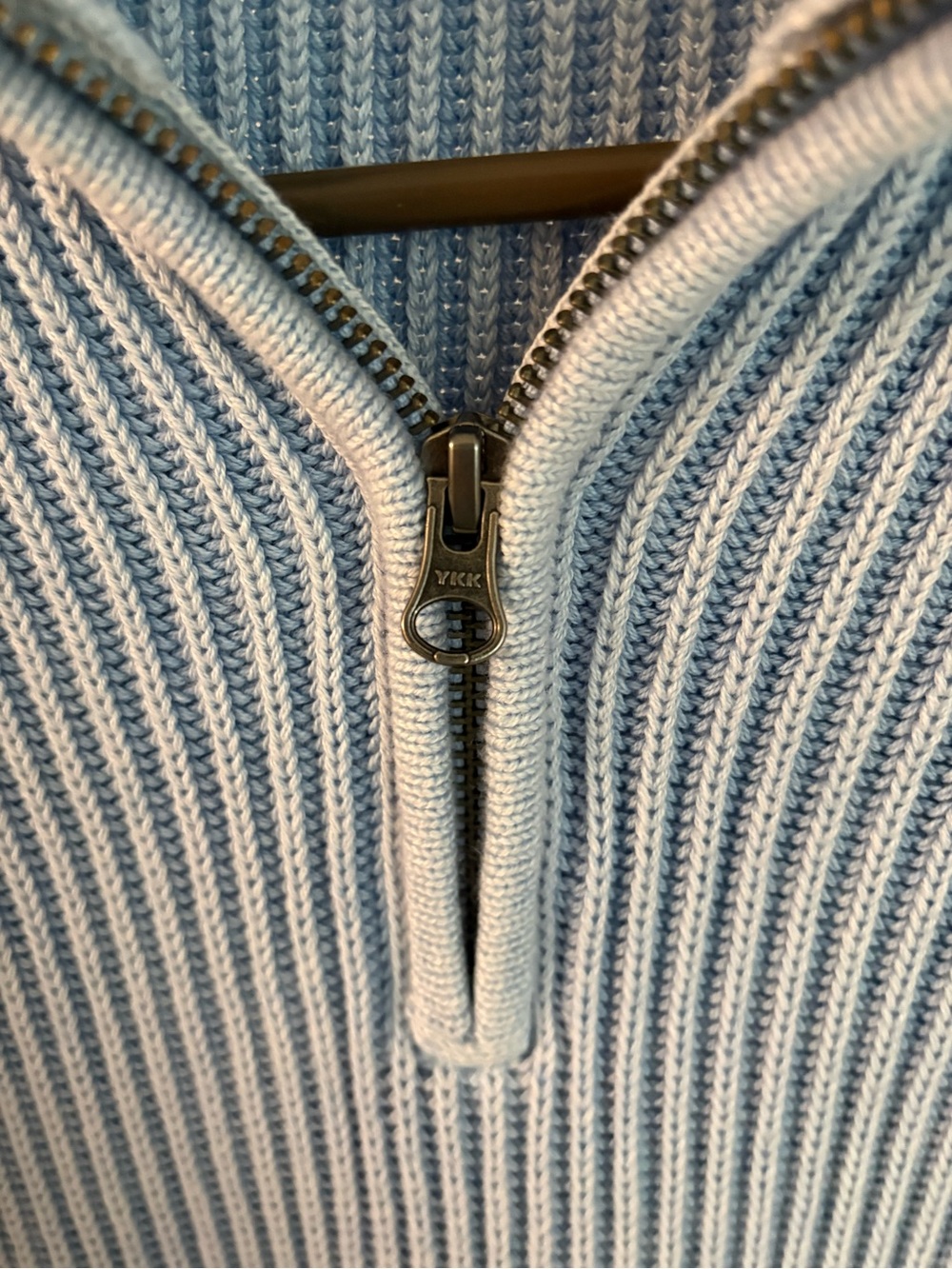 Light Blue Half-Zip Ribbed Sweater - Picture 3 of 5